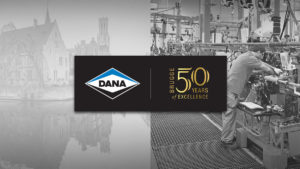 Dana Incorporated Brugge 50 years logo