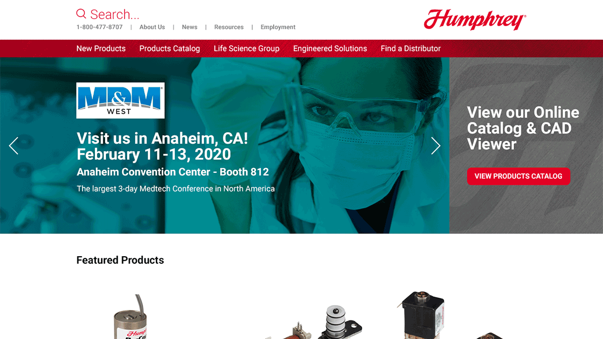 Humphrey Products website design